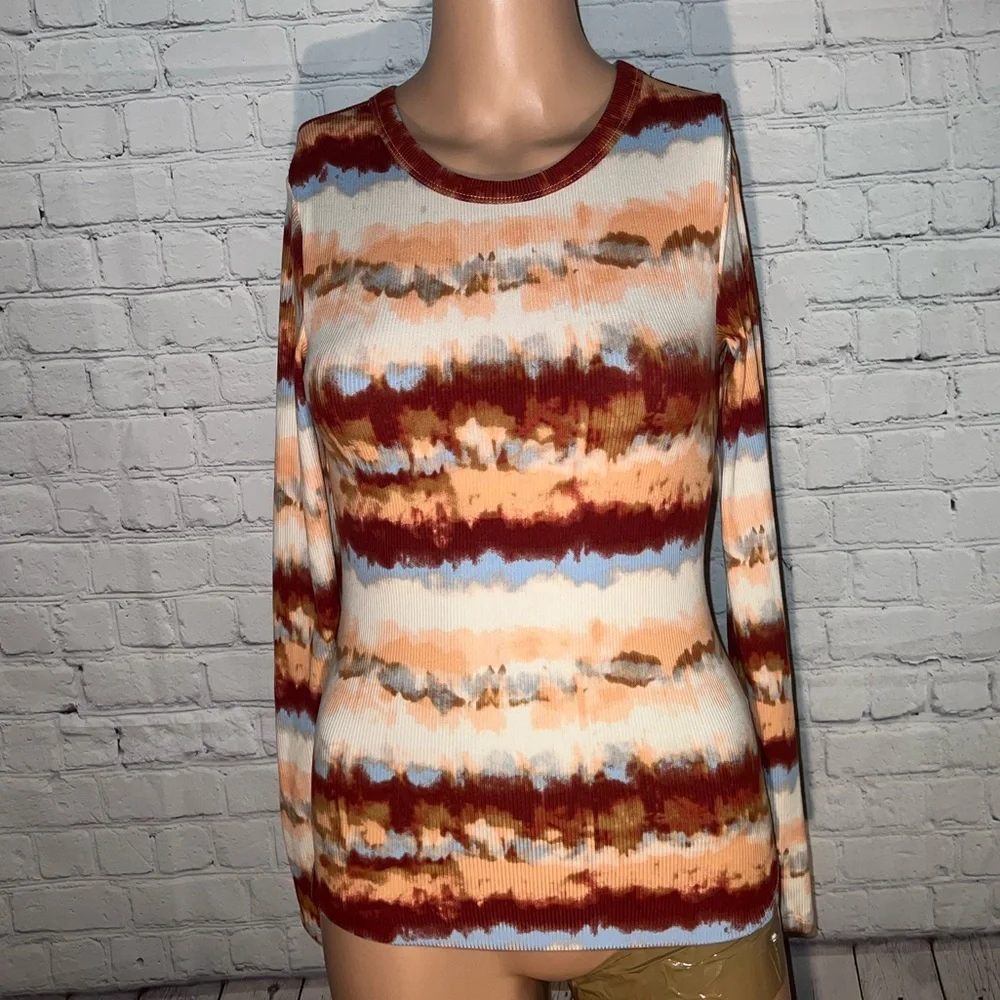 no boundaries red & cream multicolor long sleeve shirt size XS - Picture 1 of 5